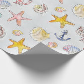 Nautic Ocean Beach Pastel Starfish Seashell Geschenkpapier (Ecke)