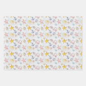Nautic Ocean Beach Pastel Starfish Seashell Geschenkpapier Set (Vorderseite 2)