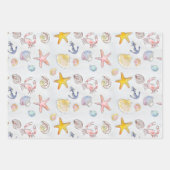 Nautic Ocean Beach Pastel Starfish Seashell Geschenkpapier Set (Vorderseite)