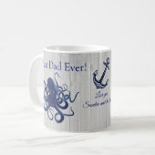 Nautic Octopus Tintenfisch Navy Blauer bester Vate Kaffeetasse (Vorderseite Links)