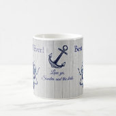 Nautic Octopus Tintenfisch Navy Blauer bester Vate Kaffeetasse (Mittel)