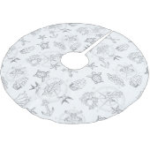 Nautic Old Sailor Tattoos Gemustert Grau Polyester Weihnachtsbaumdecke (Schrägansicht)