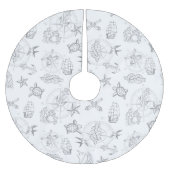 Nautic Old Sailor Tattoos Gemustert Grau Polyester Weihnachtsbaumdecke (Vorderseite)