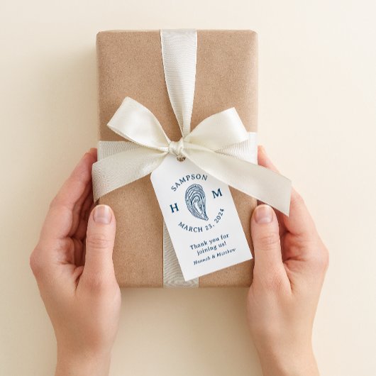 Nautic Oyster Muschel Monogram Vielen Dank Geschenkanhänger