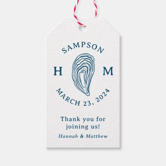 Nautic Oyster Muschel Monogram Vielen Dank Geschenkanhänger (Vorderseite)