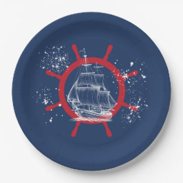 Nautic Party Sailboat Blue Pappteller