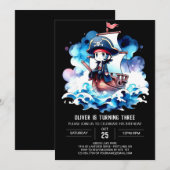 Nautic Pastel Pirate Geburtstag Einladung (Vorne/Hinten)