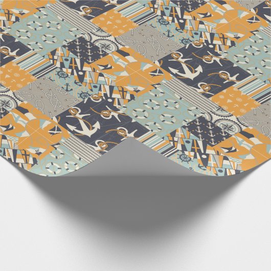 Nautic Patchwork Geschenkpapier (Ecke)