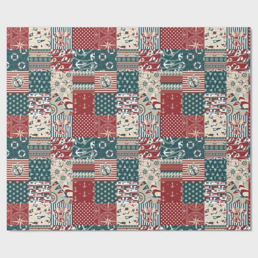 Nautic Patchwork Geschenkpapier (Flach)
