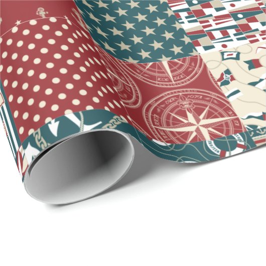 Nautic Patchwork Geschenkpapier (Rolleneckpunkt)