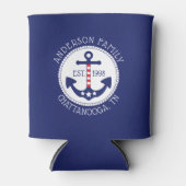 Nautic Patriotic Anchor Familienname Dosenkühler (Vorderseite)