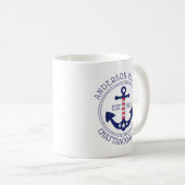 Nautic Patriotic Anchor Familienname Kaffeetasse (VorderseiteRechts)