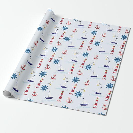 Nautic Pattern Boat Art Nautic Art Pattern Des Geschenkpapier (Ungerollt)