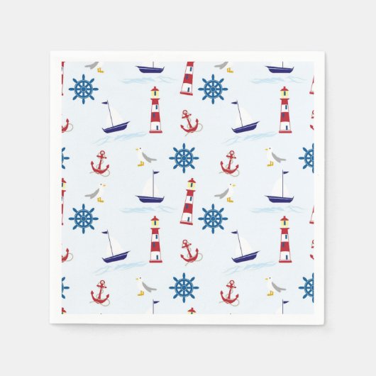 Nautic Pattern Boat Art Nautic Art Pattern Des Serviette (Vorderseite)