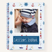 Nautic Pattern Custom Baby Foto Journal Notizblock (Vorderseite)