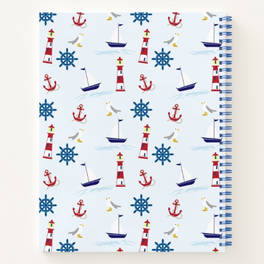 Nautic Pattern Custom Baby Foto Journal Notizblock (Rückseite)