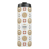 Nautic Pattern Custom Monogram Tumbler Thermosbecher (Vorderseite)