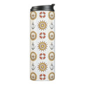 Nautic Pattern Custom Monogram Tumbler Thermosbecher (Nach links gedreht)
