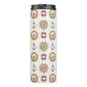 Nautic Pattern Custom Monogram Tumbler Thermosbecher (Rückseite)