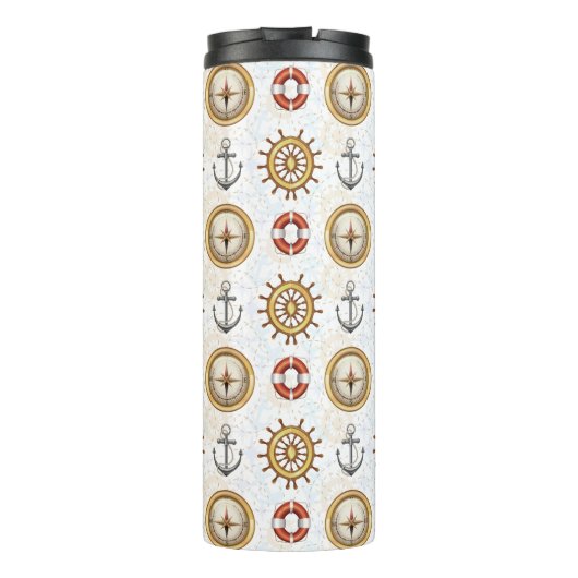 Nautic Pattern Custom Monogram Tumbler Thermosbecher (Rückseite)