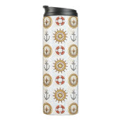 Nautic Pattern Custom Monogram Tumbler Thermosbecher (Nach rechts gedreht)