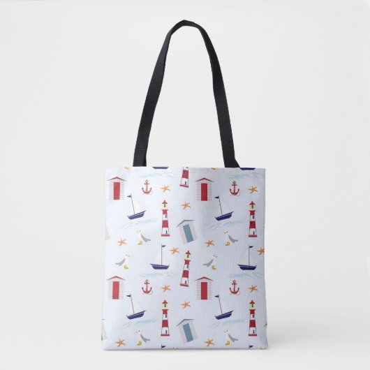 Nautic Pattern Tote Bag Tasche (Vorderseite)
