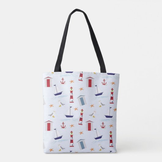 Nautic Pattern Tote Bag Tasche (Rückseite)