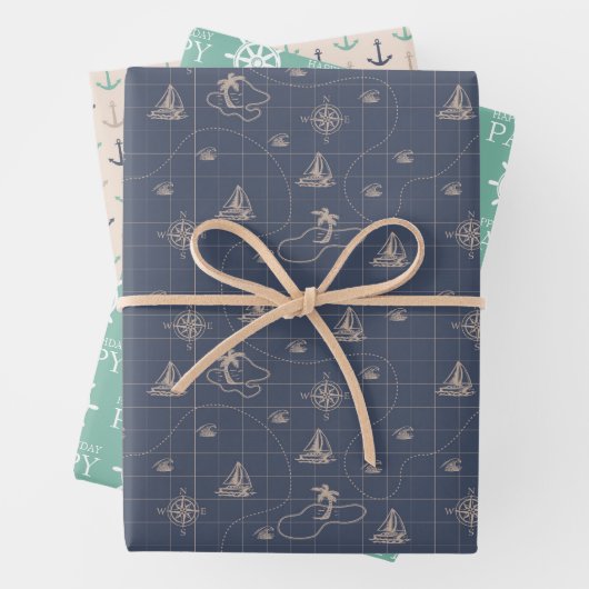 Nautic Personalisiert Birthday Wrapping Sheets Geschenkpapier Set (Beispiel)