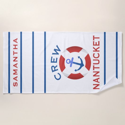 Nautic Personalisiert Nantucket Strandtuch (Vorderseite)
