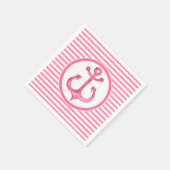 Nautic Pink Anchor Striped Paper Napkins Serviette (Ecke)