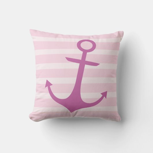 Nautic Pink Anchor Throw Kissen (Vorderseite)