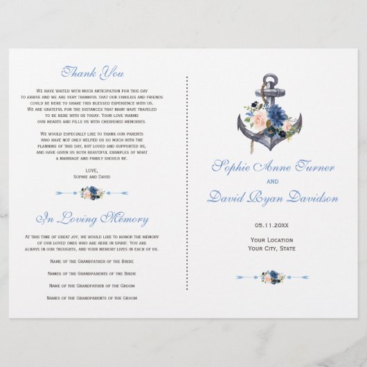 Nautic Pink Blush Blue Floral Ankerprogramm Flyer