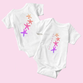 Nautic Pink Ombre Starfish White Baby Bodysuit Baby Strampler