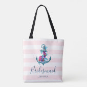 Nautic Pink Stripes Wasserfarbe Ankerüberbrückung Tasche (Rückseite)
