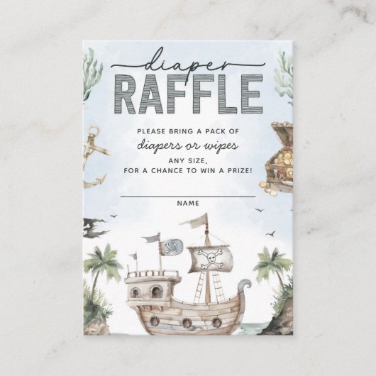 Nautic Pirate Baby Duschkabine Windelwanne Begleitkarte (Vorderseite)