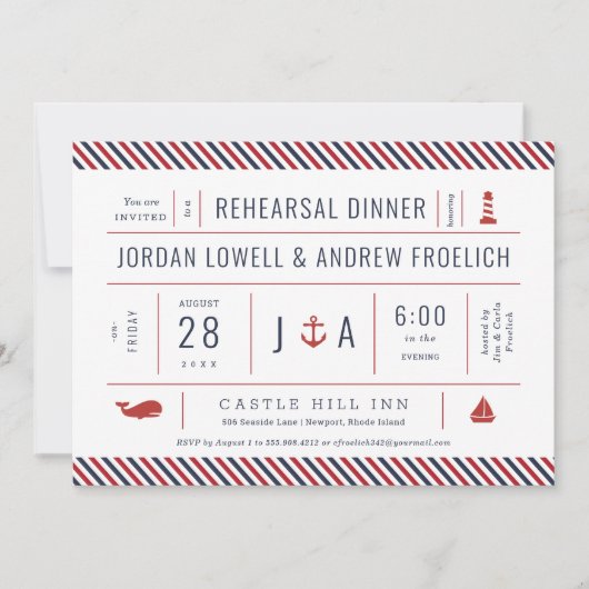 Nautic Probe Dinner Red White Blue Ankündigung (Vorderseite)