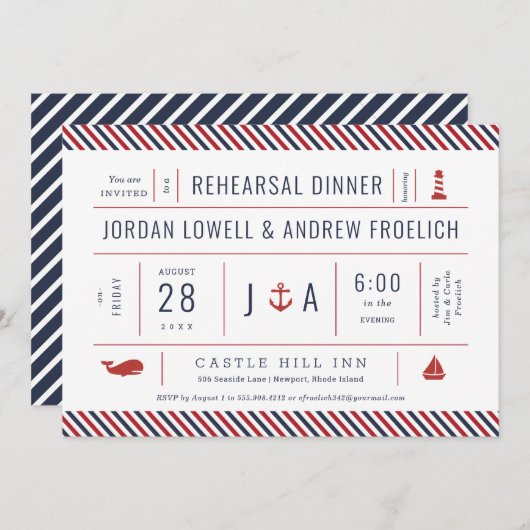 Nautic Probe Dinner Red White Blue Ankündigung (Vorne/Hinten)