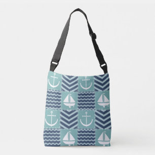 Nautic Quilt All-Over-Print-Bag Tragetaschen Mit Langen Trägern