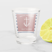 Nautic Red Navy Willkommensschiff Name Anchor Schnapsglas (Rückseite)