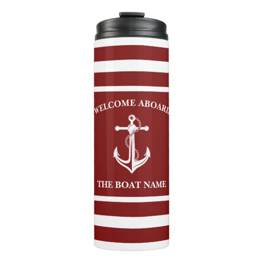 Nautic Red Welcome Bard Bootname Anchor Thermosbecher (Vorderseite)