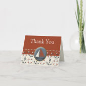 Nautic Red White Blue Sailboat Danke Karten (Vorderseite)