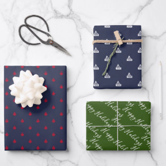 Nautic Red White & Green Geschenkpapier Set