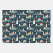 Nautic Retro Weihnachtsmuster Geschenkpapier Set (Vorderseite)