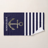 Nautic Rope and Anchor Family Name Sailing Blue Handtuch (Handtuch)