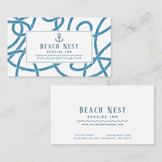 Nautic Rope Beach House Hütte B&B Rentals Visitenkarte (Vorne/Hinten)