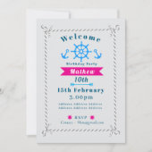 Nautic Rope Birthday Gray Einladung (Vorderseite)