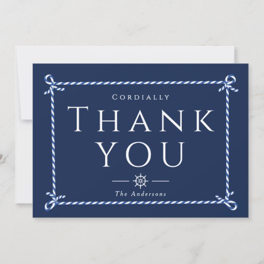 Nautic Rope Formal Navy Vielen Dank Dankeskarte (Vorderseite)