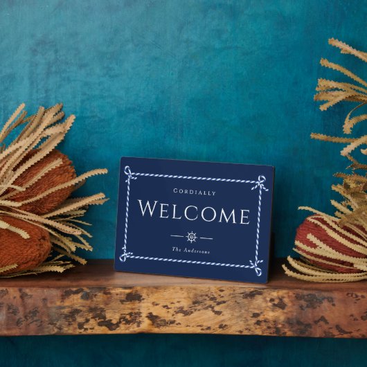 Nautic Rope Formal Welcome Navy Fotoplatte (Seite)