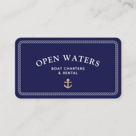 Nautic Rope Gold Boat Anchor Navy Business Card Visitenkarte