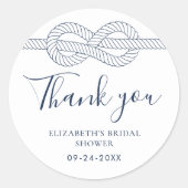 Nautic Rope Knot danke Ihnen Brautparty Runder Aufkleber (Vorderseite)